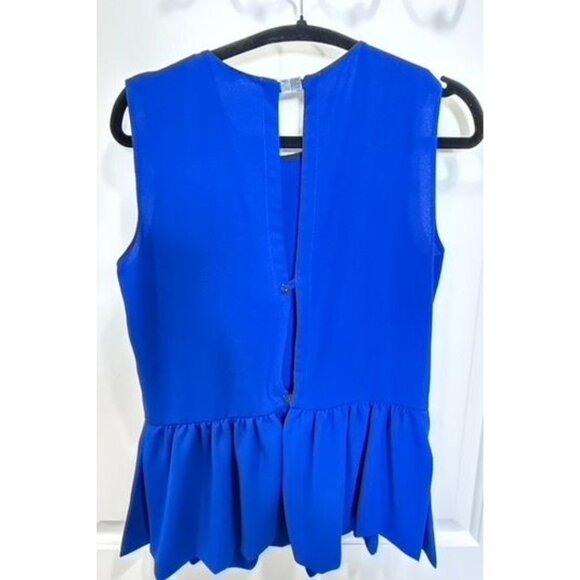 Zara Woman Sleeveless Peplum Top M | Royal Blue Polished Blouse,‎ Businesscore - Picture 3 of 5